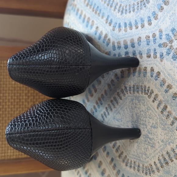 NWT Aerosoles Heel Rest Good Lux Peep Toe Pumps 9.5 Black Faux Snakeskin Pattern - Picture 12 of 16